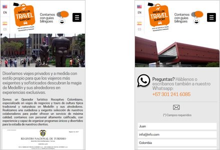 Adaptación Responsive, Web HTML5 responsive Medellín Travel Support