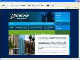 Información Corporativa, Web Ménsula Ingenieros