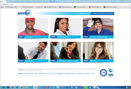 Selección de perfil, Web App Merysa