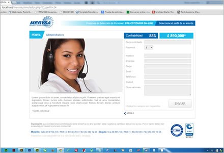 Ingreso de datos del cliente, Web App Merysa