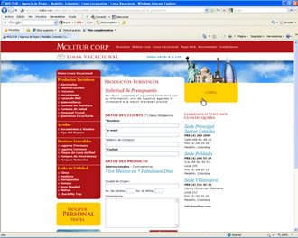 Solicitud de Presupuesto, Web Viajes Molitur