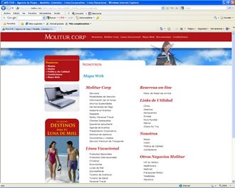 Mapa Web, Web Viajes Molitur
