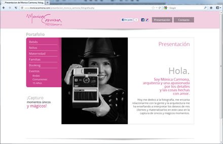Presentación, Portafolio web Mónica Carmona