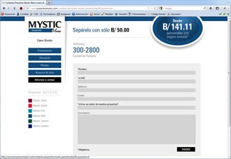 Plantilla de contacto, Web Proyectos Mystic