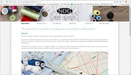 Empresa, Sitio web responsive NDG Uniformes