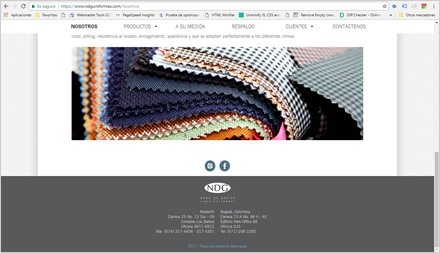Empresa, Sitio web responsive NDG Uniformes