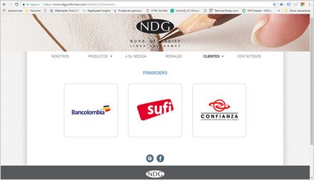 Clientes, Sitio web responsive NDG Uniformes