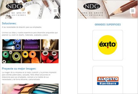 Adaptación Responsive, Sitio web responsive NDG Uniformes