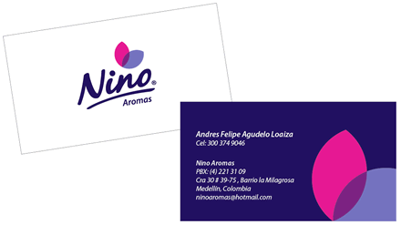 Tarjetas, Identidad visual Nino Aromas