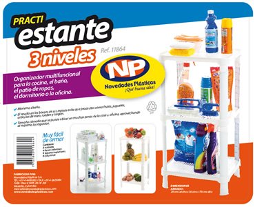 Estante, Empaques y brochure Novedades plásticas