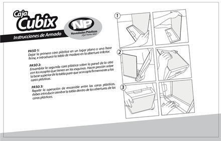 Cajas organizadoras (reverso), Empaques y brochure Novedades plásticas