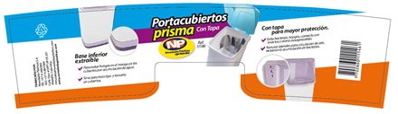 Portacubiertos Prisma, Empaques y brochure Novedades plásticas