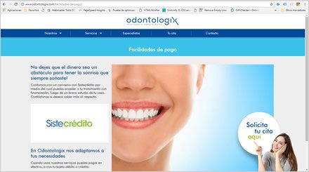 Formas de pago, Wordpress Responsive Odontologix
