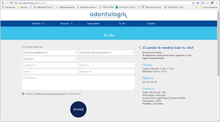 Contacto, Wordpress Responsive Odontologix