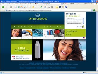 Línea Cosmética, Web Optiformas