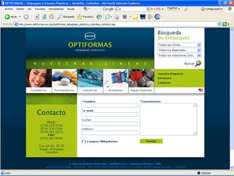 Contacto, Web Optiformas