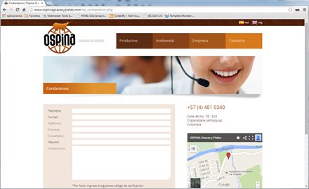 Contacto, Sitio web Ospina Grasas
