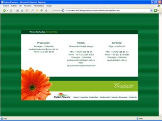 Contacto, Web Padua Flowers