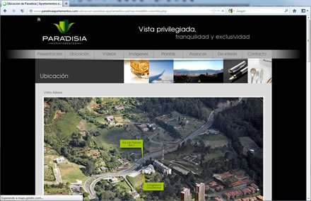 Ubicación, Sitio web Paradisia