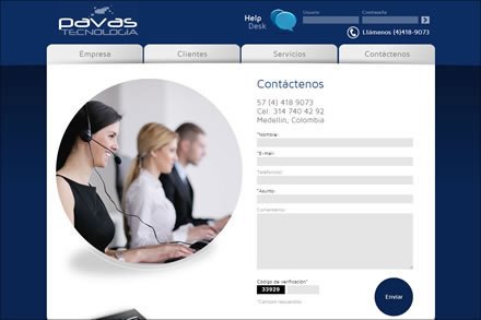 Contacto, Sitio web Joomla Pavas Tecnología