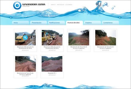 Avances de obra, Web administrable Hidroeléctrica LUZMA