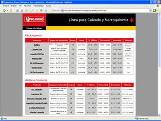 Cuadros técnicos, Web Pegaucho