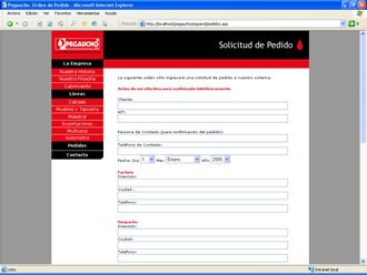 Formulario de Pedidos, Web Pegaucho