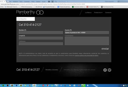 Contacto, Web Responsive Admin/ Pemberthy Joyas