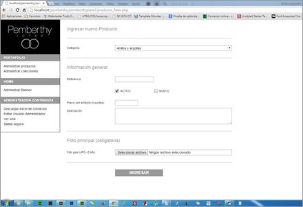 Administrador de contenidos, Web Responsive Admin/ Pemberthy Joyas