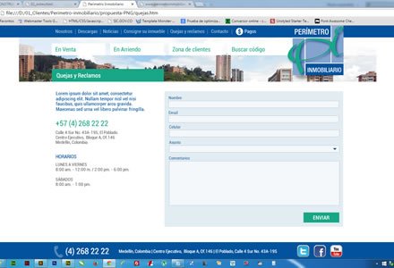 Quejas y reclamos, Sitio web responsive Perímetro Inmobiliario