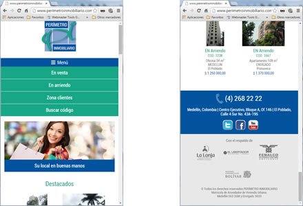 Adaptación responsive, Sitio web responsive Perímetro Inmobiliario