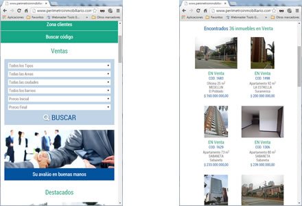 Adaptación responsive, Sitio web responsive Perímetro Inmobiliario
