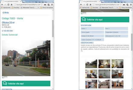 Adaptación responsive, Sitio web responsive Perímetro Inmobiliario
