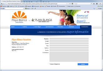 Contacto, Web Playa Blanca