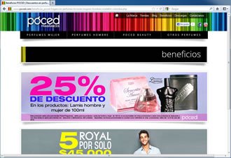 Promociones, Sitio web Poced Fragrances