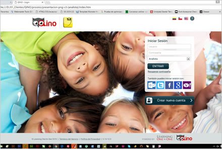 Login, Interfaces Web APP QINO