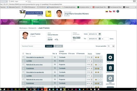 Listado de materias por estudiante, Interfaces Web APP QINO
