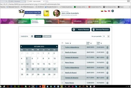 Cronogramas, Interfaces Web APP QINO