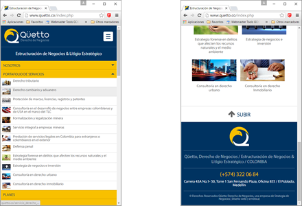 Adaptación Responsive, Web responsive Qüetto