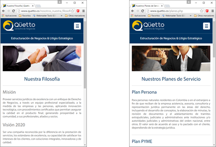 Adaptación Responsive, Web responsive Qüetto