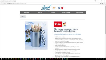 Detalle Producto, Web HTML5 administrable Regal de Colombia