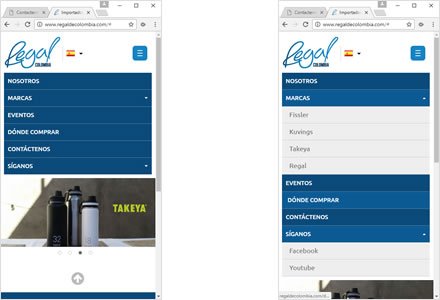 Adaptación Responsive, Web HTML5 administrable Regal de Colombia
