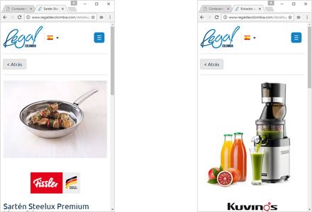 Adaptación Responsive, Web HTML5 administrable Regal de Colombia