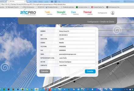 Configuración de  cliente, Infografía / UI RTC-Pro