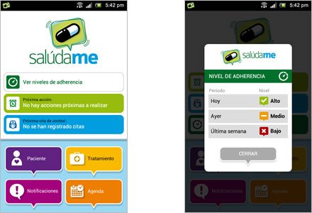 Inicio / Nivel adherencia, Diseño interaces APP Salúdame | UdeA
