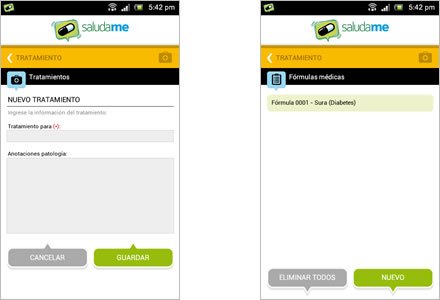 Tratamieto / Fórmulas, Diseño interaces APP Salúdame | UdeA