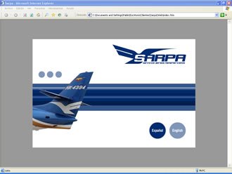 Elección de idioma., Web Aerolínea Sarpa