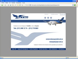 Contacto, Web Aerolínea Sarpa