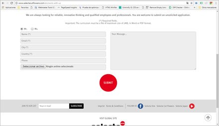 Formularios, Web HTML5 administrable Selecta Flowers