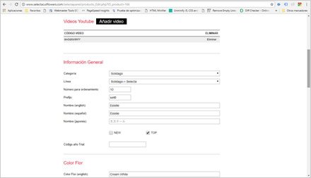 Administrador de Contenidos, Web HTML5 administrable Selecta Flowers